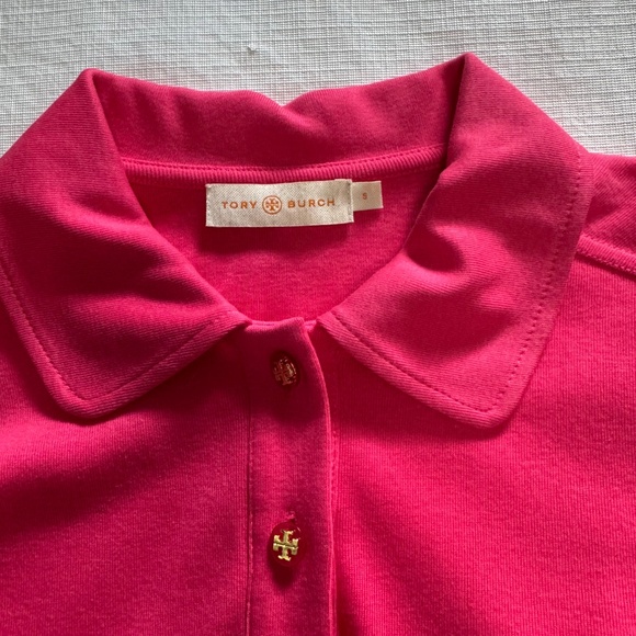 Tory Burch Fuchsia 3/4 Sleeve polo with front button size Small - Picture 6 of 10